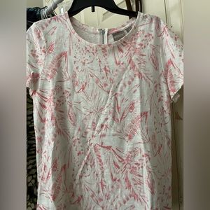 Chicos white blouse with pink floral print NWOT